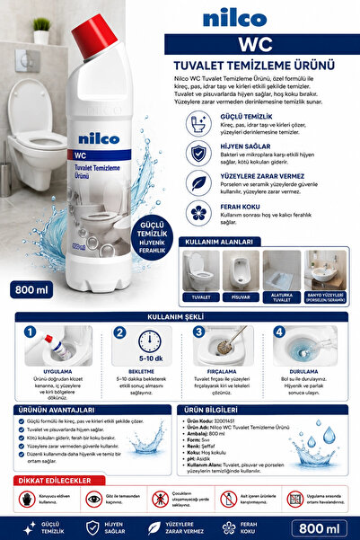 nilco 32001451 Tuvalet Temizleme Ürünü 800 ml