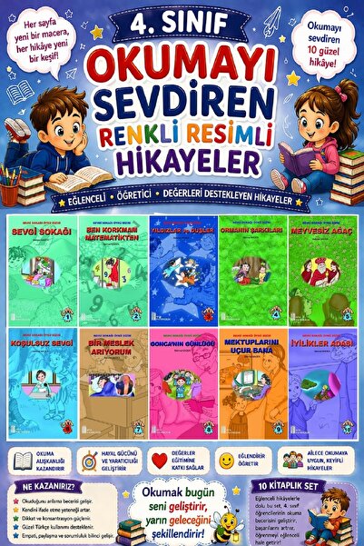 Ata Yayıncılık 4.Sınıf Okumayı Sevdiren Renkli Resimli Hikayeler 7 - 10 Kitap