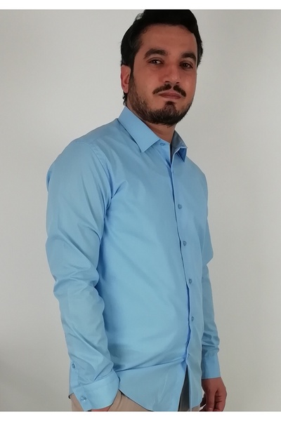 TOUSUS Uska plava muška košulja SLM-5074-TSS