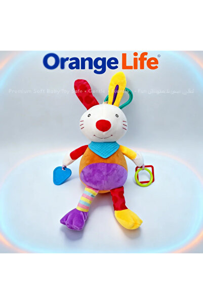 Generic Orange Life Baby Plush Rabbit Toy with Teether, Rattle & Hanging Clip
