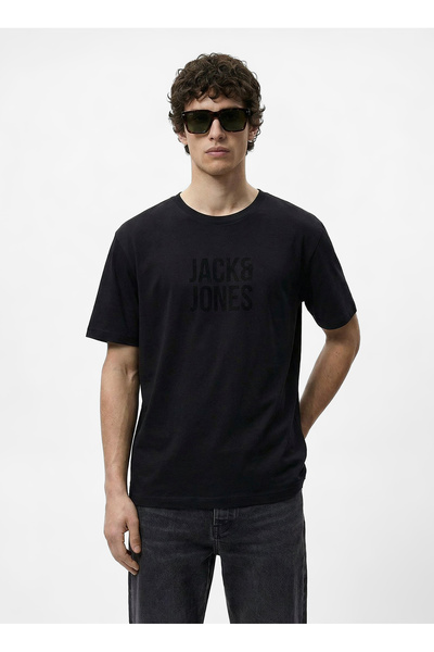 Jack & Jones Siyah Erkek Regular Fit Logo Baskılı T-Shirt 12307780 JCOTONE TE...