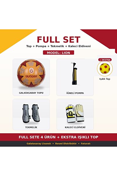 Galatasaray Lisanslı Futbol Topu Full Set Eldiven Tekmelik 5 Numara 10 Model ...