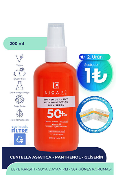 Licape Spf 50 Faktör Uva - Uvb Güneş Koruyucu Sprey Süt 200ml