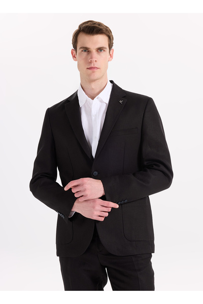 Fabrika Slim Fit Siyah Erkek Düz Ceket NAPOLİ- 3- FT- 2- AÇ