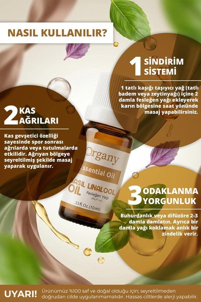 Organy Freshly scented basil essential oil 100% natural basil essential oil 10 ml