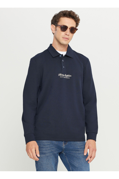 ALTINYILDIZ CLASSICS Lacivert Erkek Standart Fit Yazı Baskılı Sweatshirt ETE0...