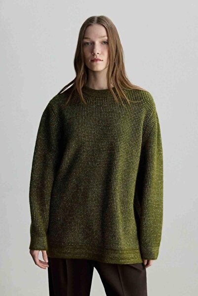 BE BLUE Green Melange Look Oversize Sweater
