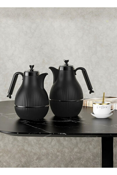 ALQANNAS Trams Tea and Coffee Set High Quality Plastic Matte Black Color \ Gl...
