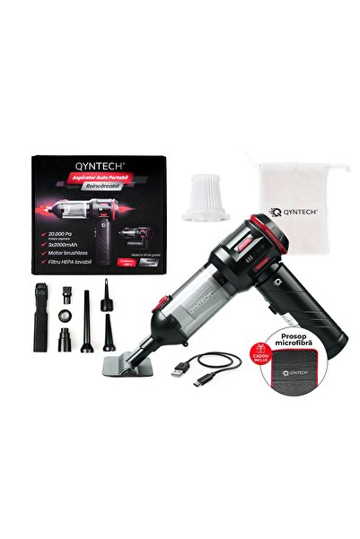 QYNTECH Aspirator Auto Portabil, QYNTECH®, Puternic 20000Pa, Fara Fir, Pliabi...