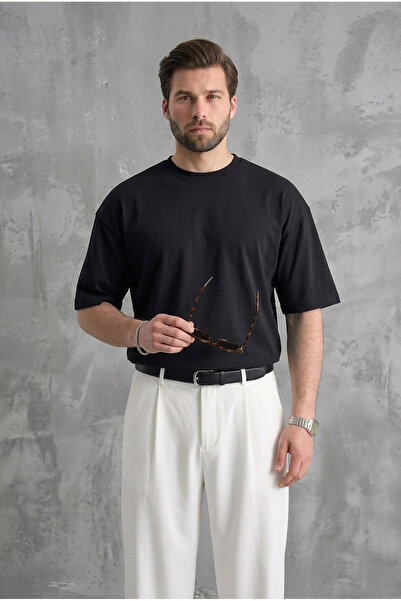 Madmext Tricou de bază, negru, oversize, 6066