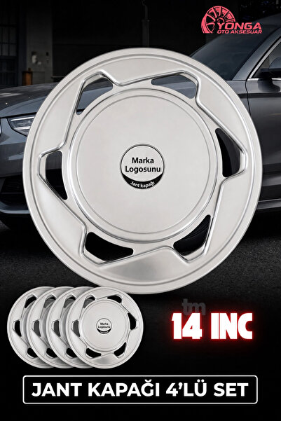 YONGA OTO AKSESUAR Mitsubishi L300 14 İnç Jant Kapağı 4'lü Set Gümüş + 4 Ambl...