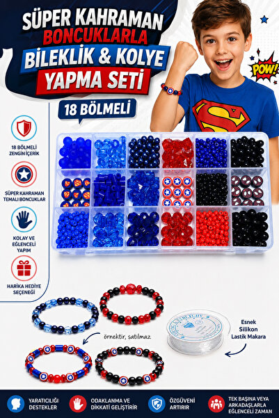 By MO Accessories Erkek Çocuklar İçin Hobi Boncuk Süper Kahraman Figürlerle B...