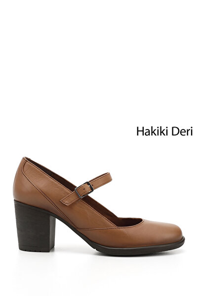 GÖNDERİ(R) Hellbraune Damenschuhe/Mädchen mit stumpfer Zehenpartie und mittel...