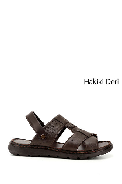 GÖNDERİ(R) Men's Brown Genuine Leather Comfort Sandals
