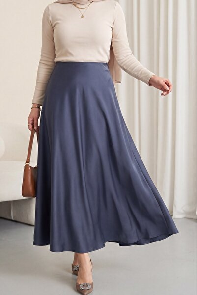 Modamorfo Zra Plain Satin Skirt - Smoked