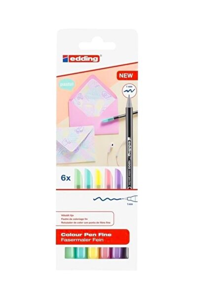 Edding 6lı Set Pastel Renkler 1200 Ince Uçlu Keçeli Kalem Grafik Kalemi