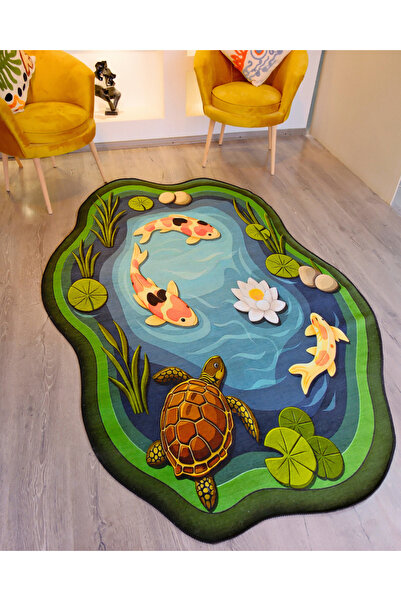 Rugs Modern Halı SDT Japon Göleti Uzak Doğu Esintili Dokuma Taban Dekoratif H...
