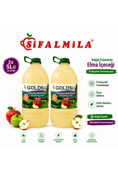 GOLDSU FERMENTE ELMA İÇECEĞİ 2 X 5LT (2'Lİ SET)