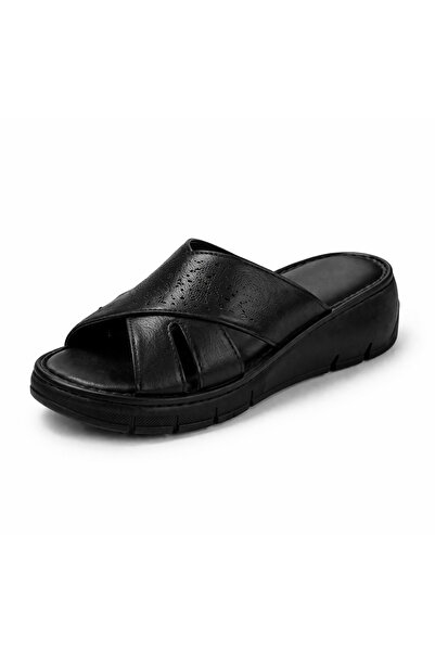 Kristal İrm.02 Genuine Leather Women's Slippers, Inside and Outside Made of G...