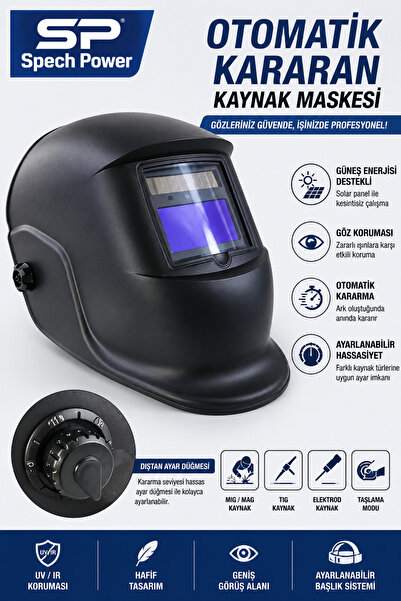 Spech Power Kaynak Maskesi Ayarlanabilen Otomatik Kask Tipi Maske