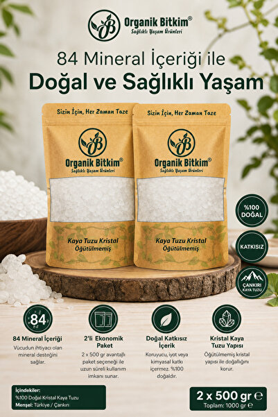 OB Organik Bitkim 84 Mineral Doğal Çankırı Kristal Kaya Tuzu 2 X 500 gr