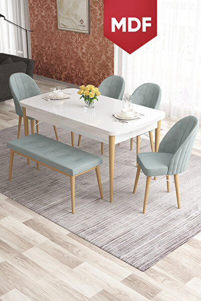 Canisa Concept Elf Serisi 80x132 Beyaz MDF Masa Doğal Ahşap Ayak Beyaz Kafesl...