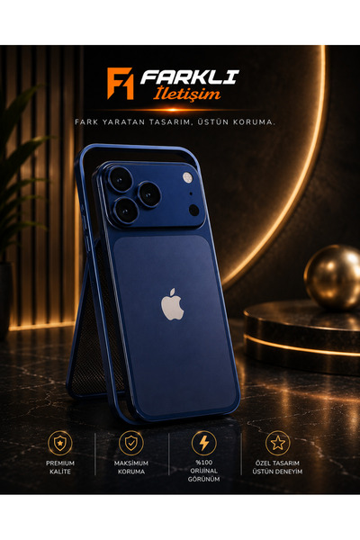 FARKLI İLETİŞİM iPhone 16 Pro Max 17 Pro Conversion Kit Back Cover + Aluminum Side Frame Premium Quality