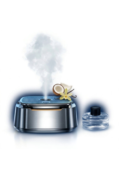 PRIMEDEO Odorizant Auto Inteligent cu Ultrasunete – Parfum Auto Cocos & Vanilie