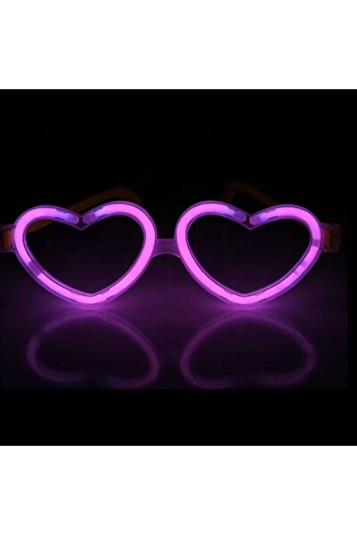 partidolu Kalpli Glow Parlayan Parti Gözlüğü Neonlu Pembe Renk1 Adet RETRO