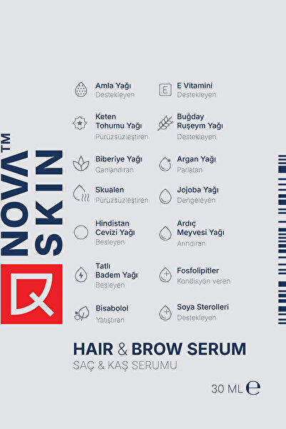Novaskin Saç ve Kaş Bakım Serumu - Argan & Biberiye Yağlı 30 ml