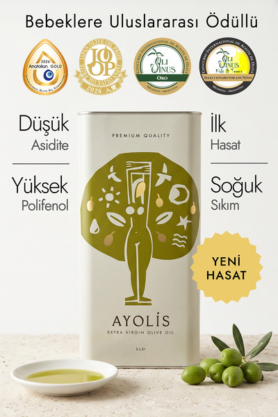 Ayolis Premium Anne Bebek Çocuk Zeytinyağı 5 Lt Ödüllü Ilk Hasat Soğuk Sıkım ...