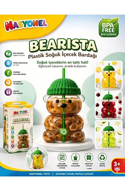 nasyonel BEARİSTA PLASTİK Soğuk İçecek Bardağı Ayıcıklı Bardak 550 ml nasyone...