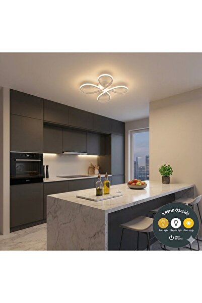 Lzy Avize Store Flora White Beyaz Modern Plafonyer LED Avize 3 Renk | Salon, ...