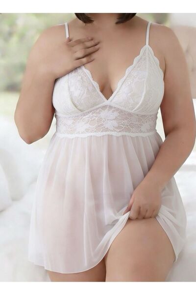 MİSS MELLY Fancy Sexy Transparent Tulle Design Nightgown