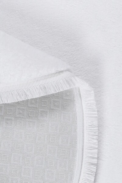 Valery Home Vl Oval Comfort Düz Saçaklı Peluş Halı Beyaz