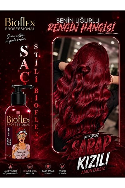 Bioflex Natural Hair Color Geçici-renkli Amonyaksız Şarap Kızılı Renkli Saç B...
