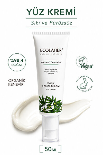 ECOLATIER Nemlendirici Yüz Bakım Kremi 50 ml Organik Kenevir Yağlı Sıkılaştır...