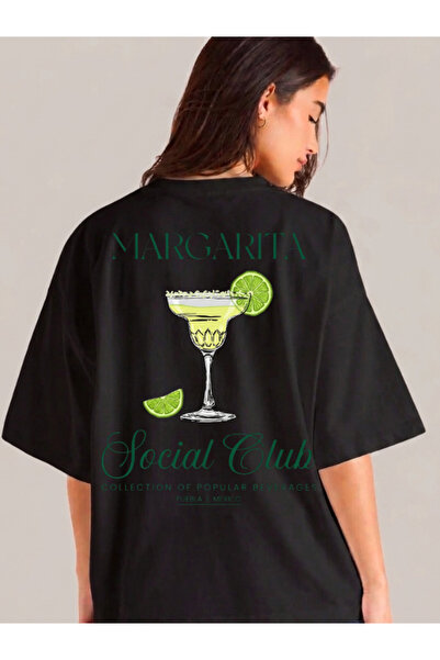 Etoile Studio Cocktail Graphic Printed White Black Oversize Cotton Unisex T-S...