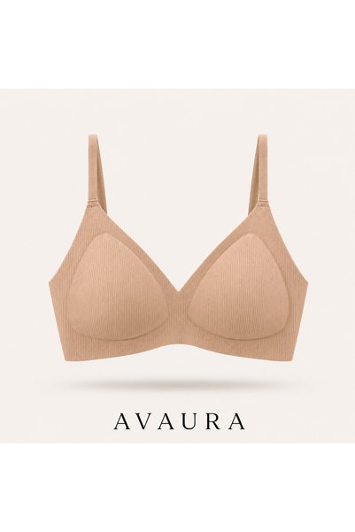 AVAURA Soft Touch Seamless Skin Color Laser Cut Seamless Ribbed Adjustable Strap Women's Bra Without Underwire