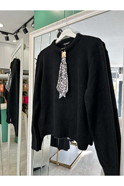 Modario Afi̇tap Scarf Knitwear Sweater (Size 36-42 Compatible) - Black - Stan...