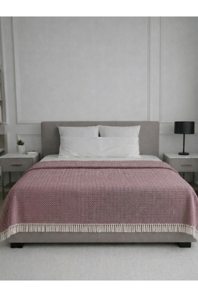 SHIPLA HOME بطانية توروس منقوشة ذات أطراف مزخرفة مقاس 170x220 سم