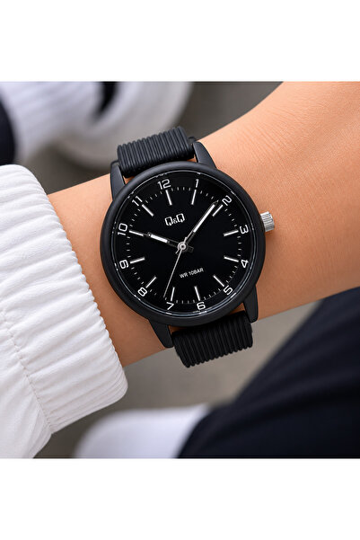 Q&Q 10 Atm Waterproof Silicone Strap Unisex Wristwatch with 2 Years Warranty