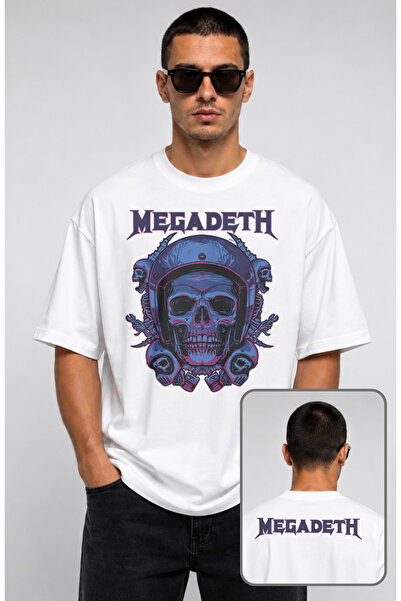 Fuddy Moda Tricou unisex cu imprimeu craniu și mască de gaz Megadeth, tricou ...