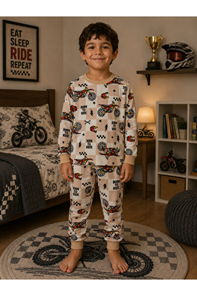 Pajama Shop Set de pijamale de iarnă cu căptușeală din fleece pentru băiat, b...