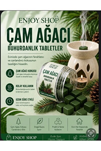 ENJOY SHOP 20 ADET ÇAM KOKULU ( PİNE ) DOGAL NATUREL BUHURDANLIK WAX MUM TABL...