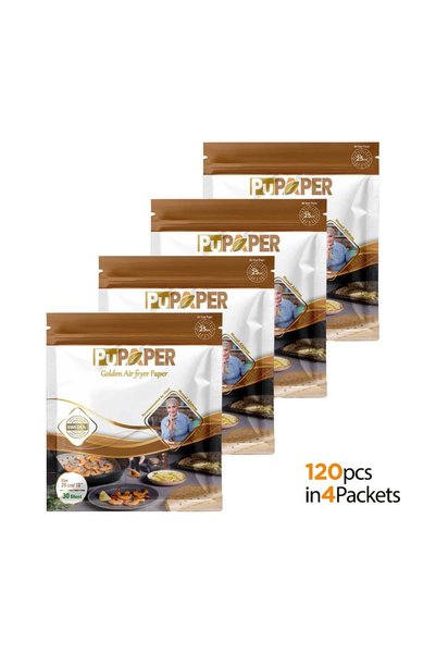 PuPaper ورق طعام سويدي للقلي الهوائي، ورق خبز دائري 25 سم - 30 ورقة |   عبوة من 4 قطع |   بولي يوريثان