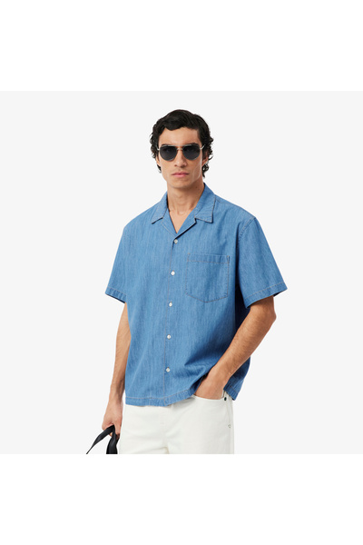 Lacoste قميص جينز مفتوح الرقبة بقصة مريحة - CH1869-00-MKU