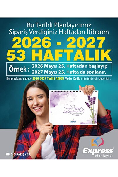 Express 2026-2027 Takvim A4 Ebat 53 Haftalık Planlayıcı Lavender