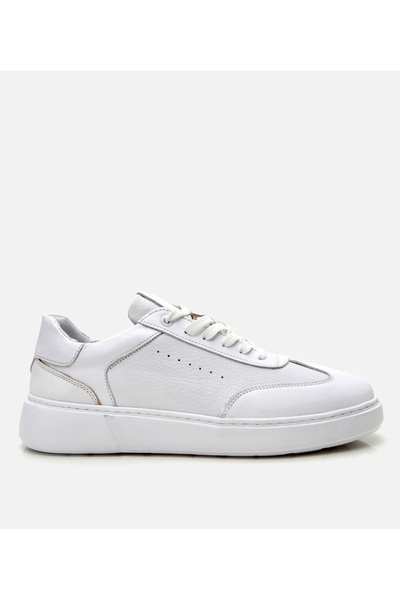 Hotiç Men's Leather White Ultra Light Sole Sports Shoes