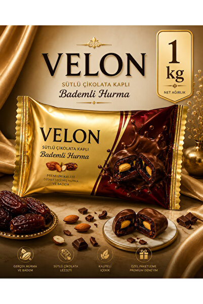 ÜLKÜ KURUYEMİŞ (1 KG) Sütlü Çikolata Kaplı Bademli Hurma Hediyelik Tatlı Atış...